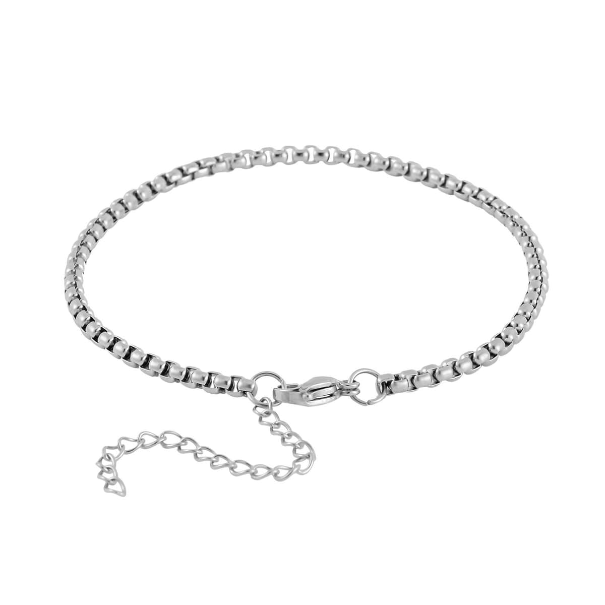 Set of 3 Round Box Chain Bracelet in Stainless Steel (7.50-9.50In) image number 5
