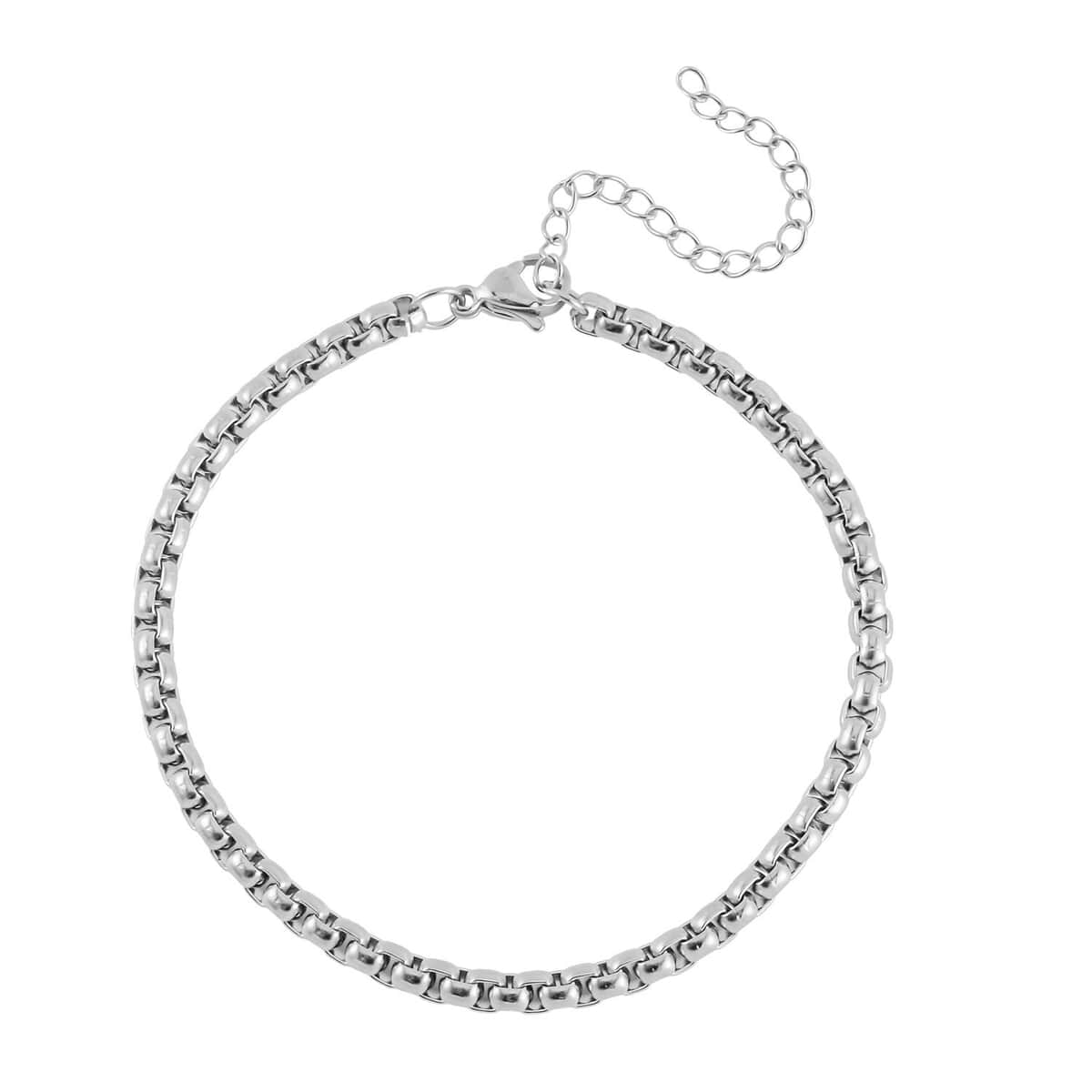 Set of 3 Round Box Chain Bracelet in Stainless Steel (7.50-9.50In) image number 6
