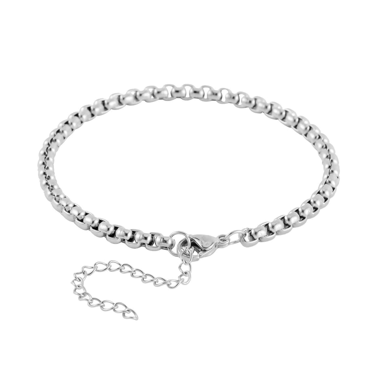 Set of 3 Round Box Chain Bracelet in Stainless Steel (7.50-9.50In) image number 7