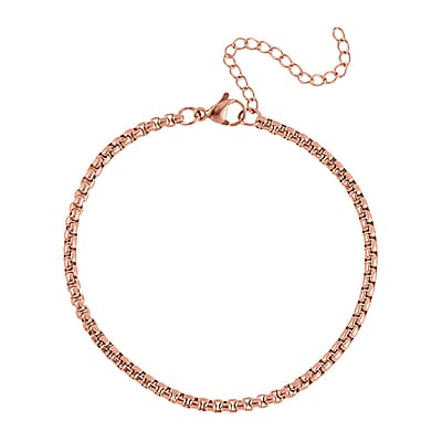 EverTrue Set of 3 Round Box Chain Bracelet in ION Plated RG Stainless Steel (7.50-9.50In)