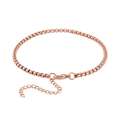 EverTrue Set of 3 Round Box Chain Bracelet in ION Plated RG Stainless Steel (7.50-9.50In)