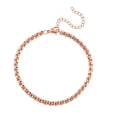 EverTrue Set of 3 Round Box Chain Bracelet in ION Plated RG Stainless Steel (7.50-9.50In)