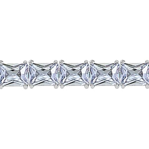 3 Piece Set - Light Blue Crystal Bracelet, Solitaire Stud Earrings and Pendant in Silvertone with Stainless Steel Necklace (20 Inches)