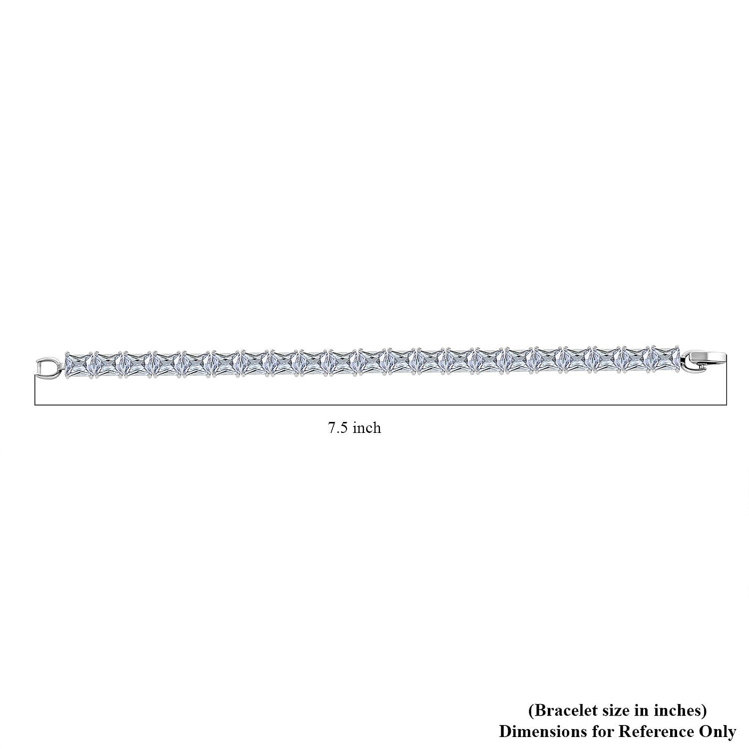 3 Piece Set - Light Blue Crystal Bracelet, Solitaire Stud Earrings and Pendant in Silvertone with Stainless Steel Necklace (20 Inches)