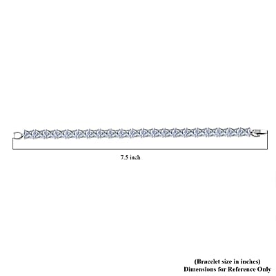 3 Piece Set - Light Blue Crystal Bracelet, Solitaire Stud Earrings and Pendant in Silvertone with Stainless Steel Necklace (20 Inches)