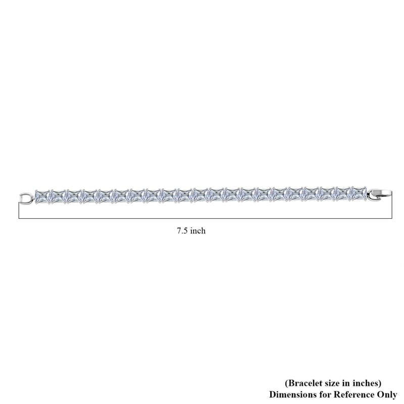 3 Piece Set - Light Blue Crystal Bracelet, Solitaire Stud Earrings and Pendant in Silvertone with Stainless Steel Necklace (20 Inches)
