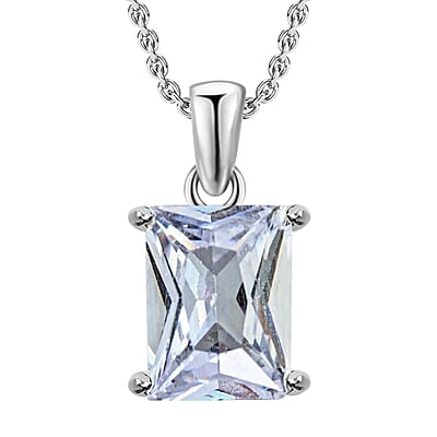 3 Piece Set - Light Blue Crystal Bracelet, Solitaire Stud Earrings and Pendant in Silvertone with Stainless Steel Necklace (20 Inches)