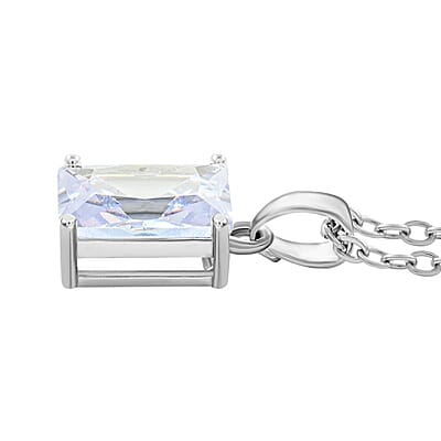 3 Piece Set - Light Blue Crystal Bracelet, Solitaire Stud Earrings and Pendant in Silvertone with Stainless Steel Necklace (20 Inches)