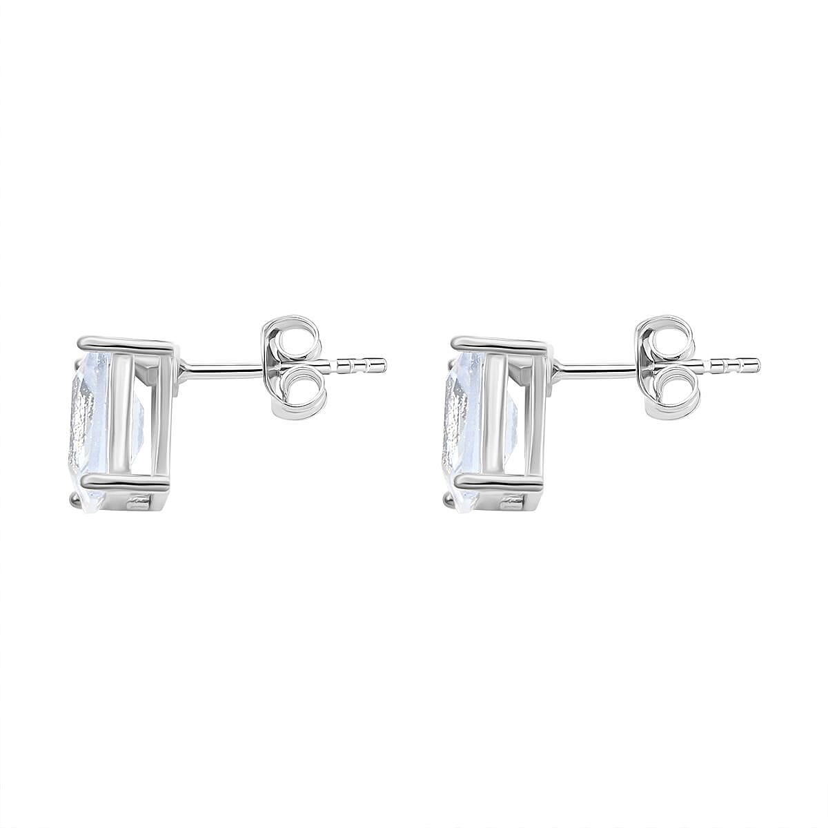 3 Piece Set - Light Blue Crystal Bracelet, Solitaire Stud Earrings and Pendant in Silvertone with Stainless Steel Necklace (20 Inches)