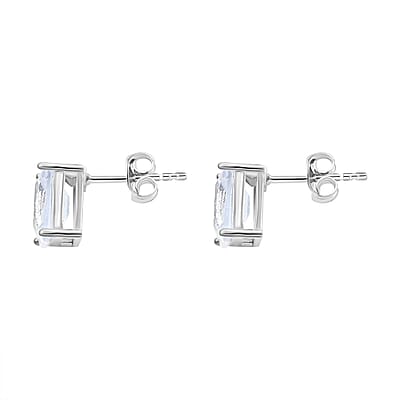 3 Piece Set - Light Blue Crystal Bracelet, Solitaire Stud Earrings and Pendant in Silvertone with Stainless Steel Necklace (20 Inches)