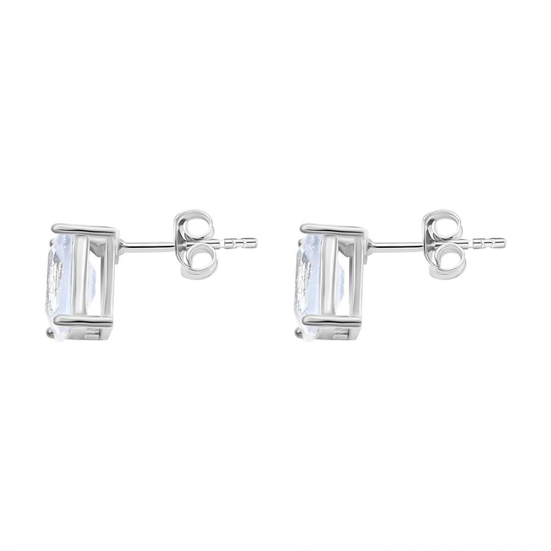3 Piece Set - Light Blue Crystal Bracelet, Solitaire Stud Earrings and Pendant in Silvertone with Stainless Steel Necklace (20 Inches)
