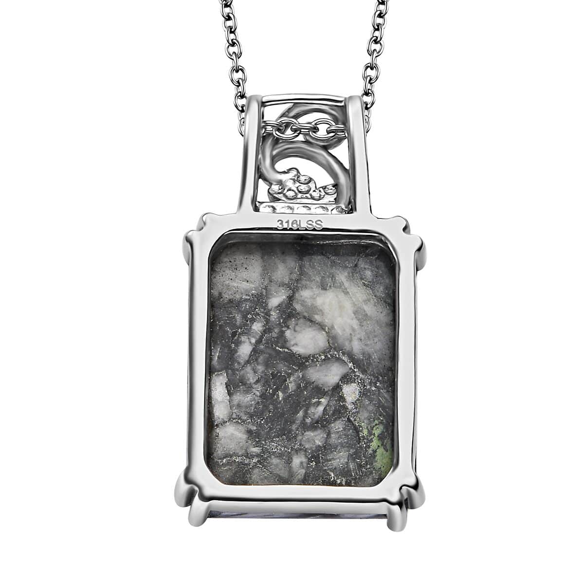 Austrian Pinolith Solitaire Pendant Necklace 20 Inches in Stainless Steel 20.35 ctw image number 4