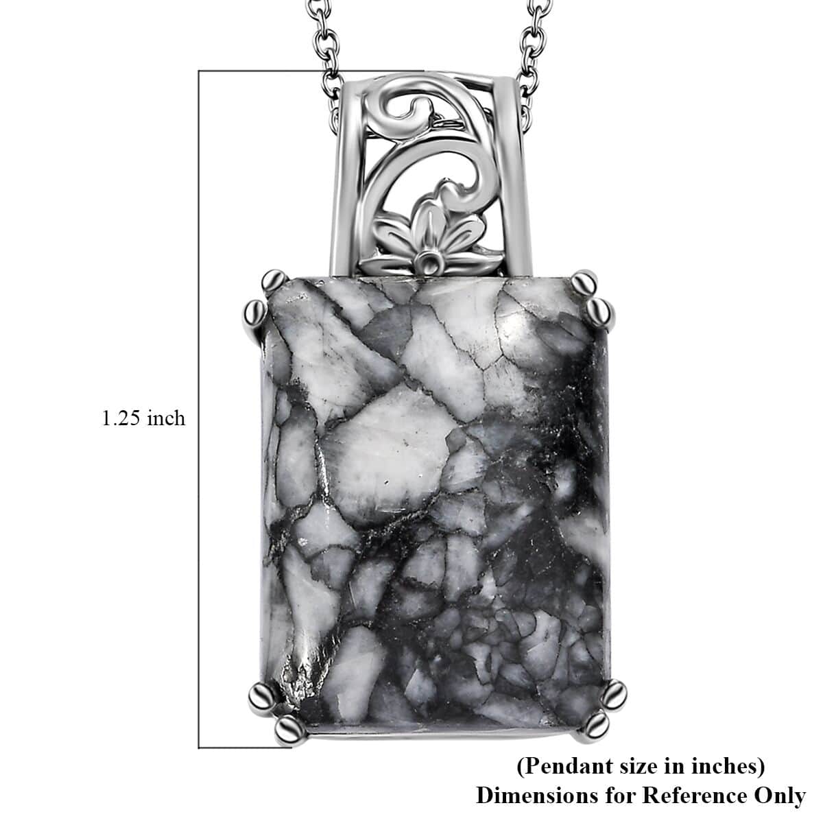 Austrian Pinolith Solitaire Pendant Necklace 20 Inches in Stainless Steel 20.35 ctw image number 5