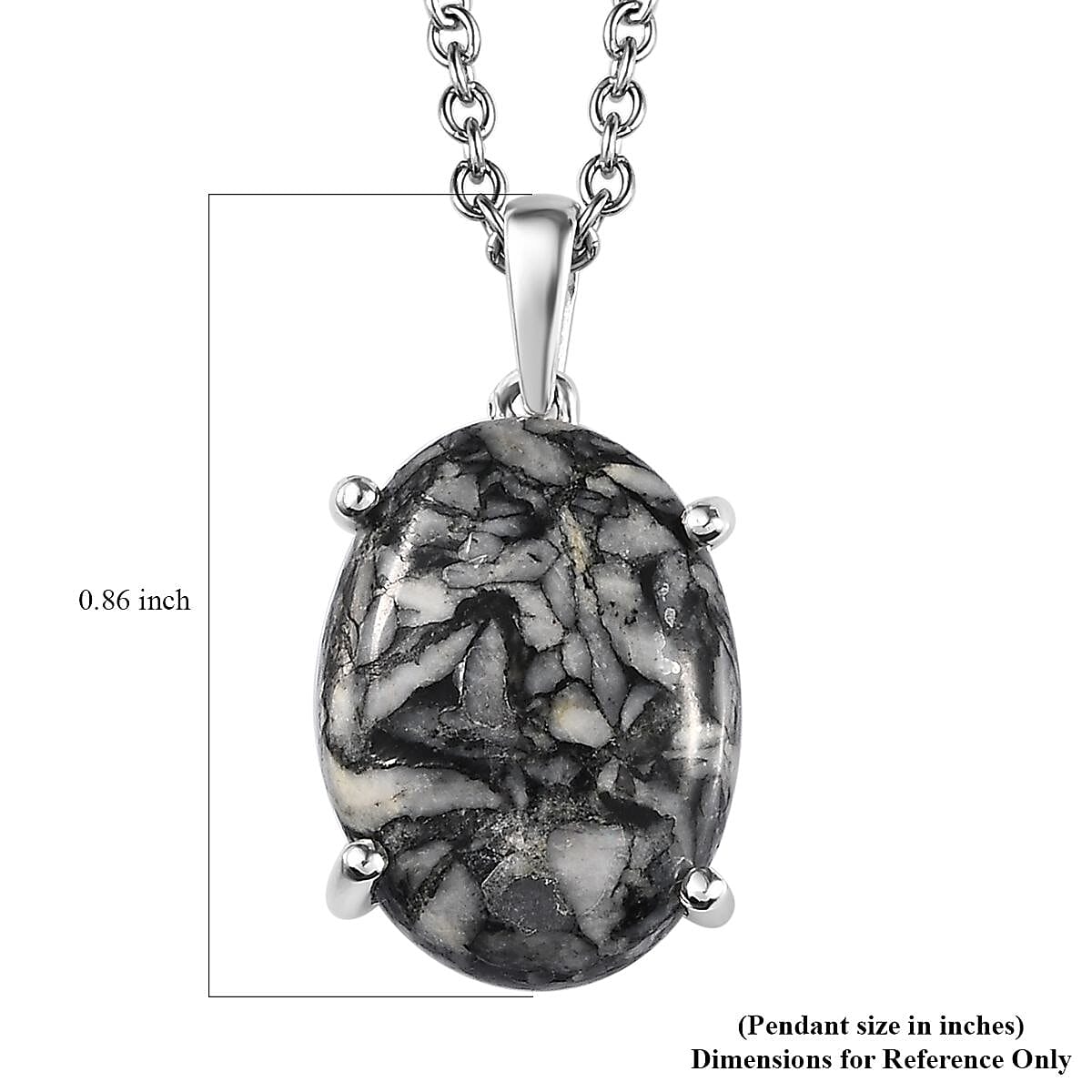 Austrian Pinolith Solitaire Pendant in Sterling Silver with Stainless Steel Necklace 20 Inches