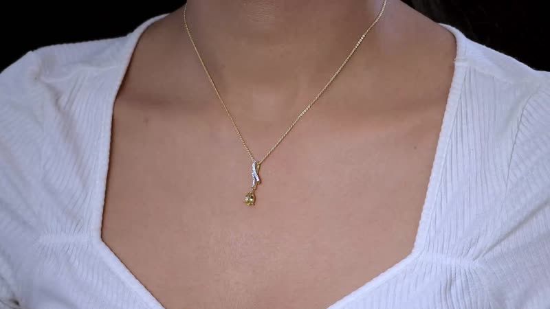 Premium Brazilian Heliodor and White Zircon Drop Pendant Necklace 20 Inches in Vermeil Yellow Gold Over Sterling Silver 0.75 ctw