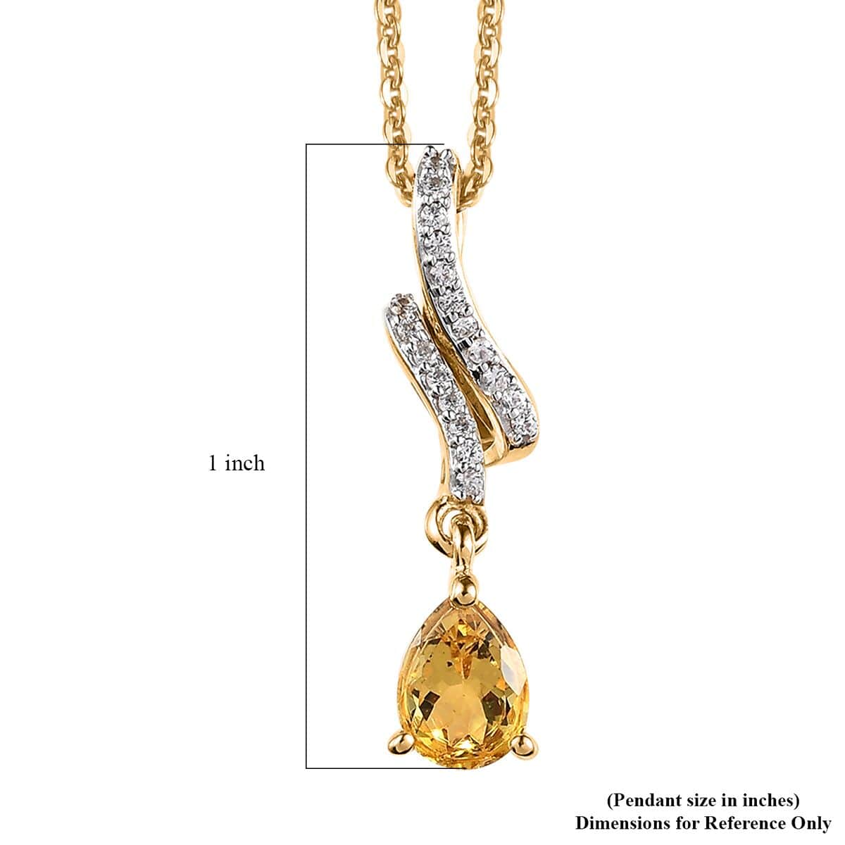 Premium Brazilian Heliodor and White Zircon Drop Pendant Necklace 20 Inches in Vermeil Yellow Gold Over Sterling Silver 0.75 ctw image number 6