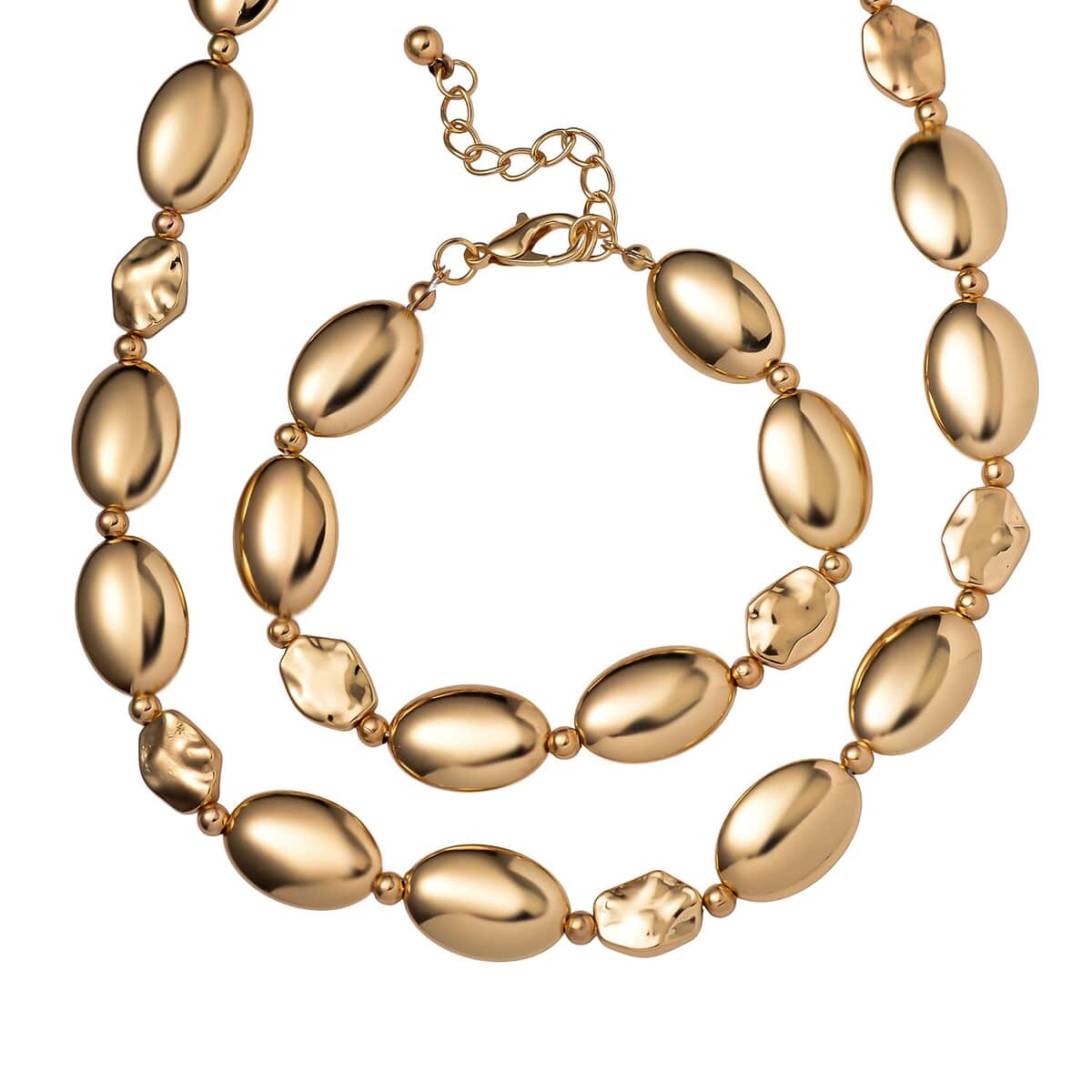 Resin Necklace 20-22 Inches and Bracelet (7.5-9.00In) in Goldtone image number 0