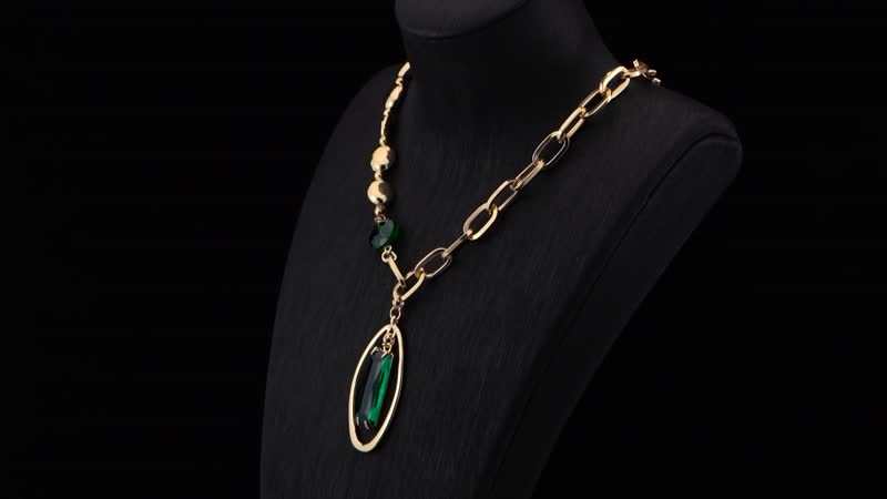 Doorbuster Simulated Emerald Necklace (20-22 Inches) and Bracelet (7.00In) in Goldtone