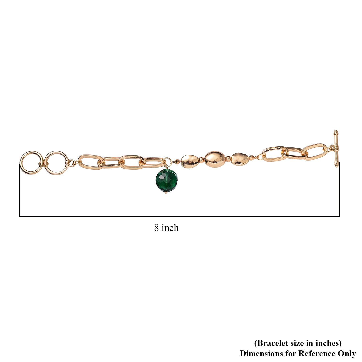 Simulated Emerald Necklace 20-22 Inches and Bracelet (7.00In) in Goldtone