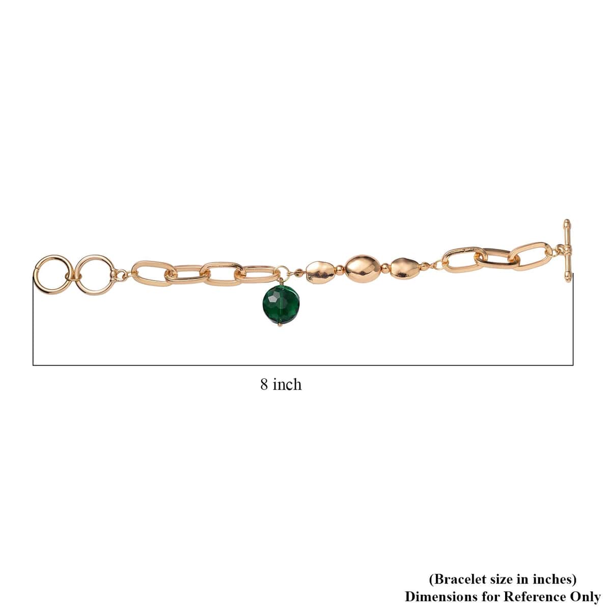 Simulated Emerald Necklace 20-22 Inches and Bracelet (7.00In) in Goldtone image number 7