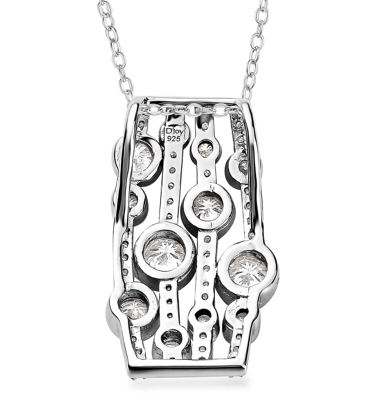 Moissanite Bubble Pendant Necklace 20 Inches in Platinum Over Sterling Silver 1.35 ctw