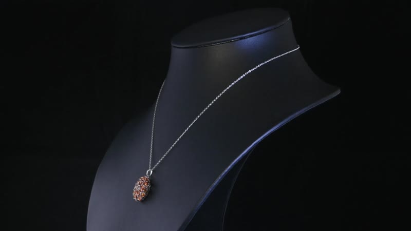 Santa Ana Madeira Citrine and Brown Zircon Floral Pendant Necklace 18 Inches in Platinum Over Sterling Silver 4.40 ctw