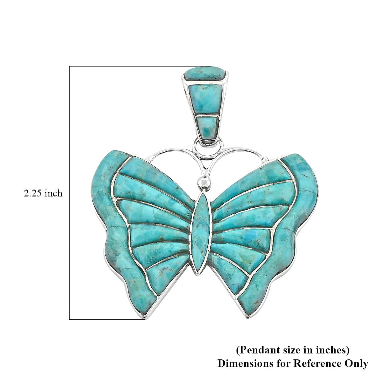 Santa Fe Style Kingman Turquoise Butterfly Earrings and Pendant in Sterling Silver 14.40 ctw image number 4