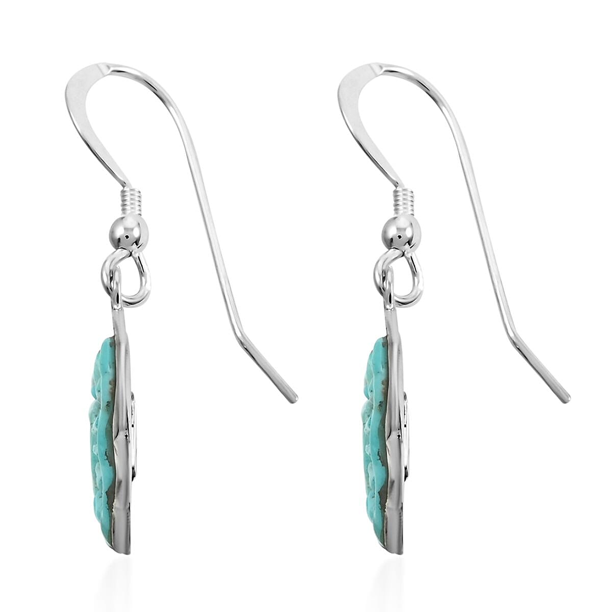 Santa Fe Style Kingman Turquoise Butterfly Earrings and Pendant in Sterling Silver 14.40 ctw image number 6