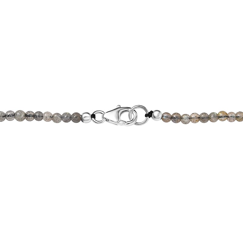 Malagasy Labradorite and Multi Gemstone Pendant with Beaded Necklace 20 Inches in Platinum Over Sterling Silver 93.85 ctw