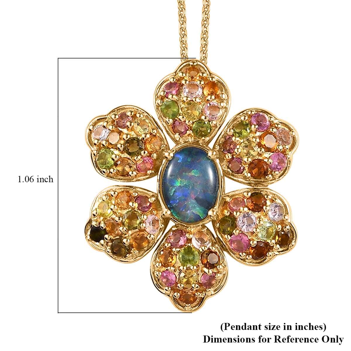 GP Italian Garden Collection Premium Boulder Opal Triplet and Multi-Tourmaline Floral Pendant Necklace 20 Inches in Vermeil Yellow Gold Over Sterling Silver 3.00 ctw image number 6