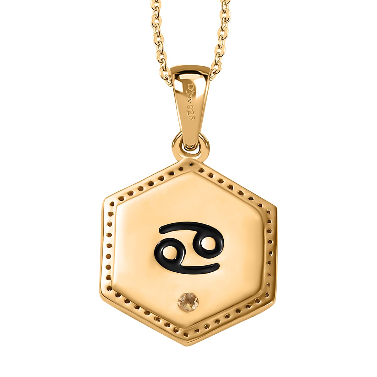 Moissanite Scorpio Zodiac Medallion Pendant Necklace 20 Inches in Vermeil Yellow Gold Over Sterling Silver 0.50 ctw