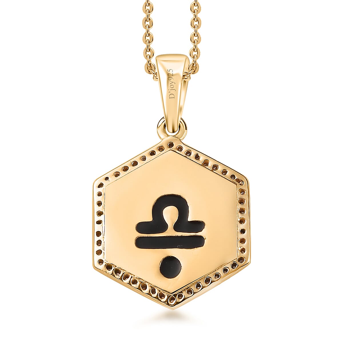 Sri Lankan Silver Moonstone and Moissanite Libra Zodiac Sign Pendant Necklace 20 Inches in Vermeil Yellow Gold Over Sterling Silver 0.50 ctw image number 4