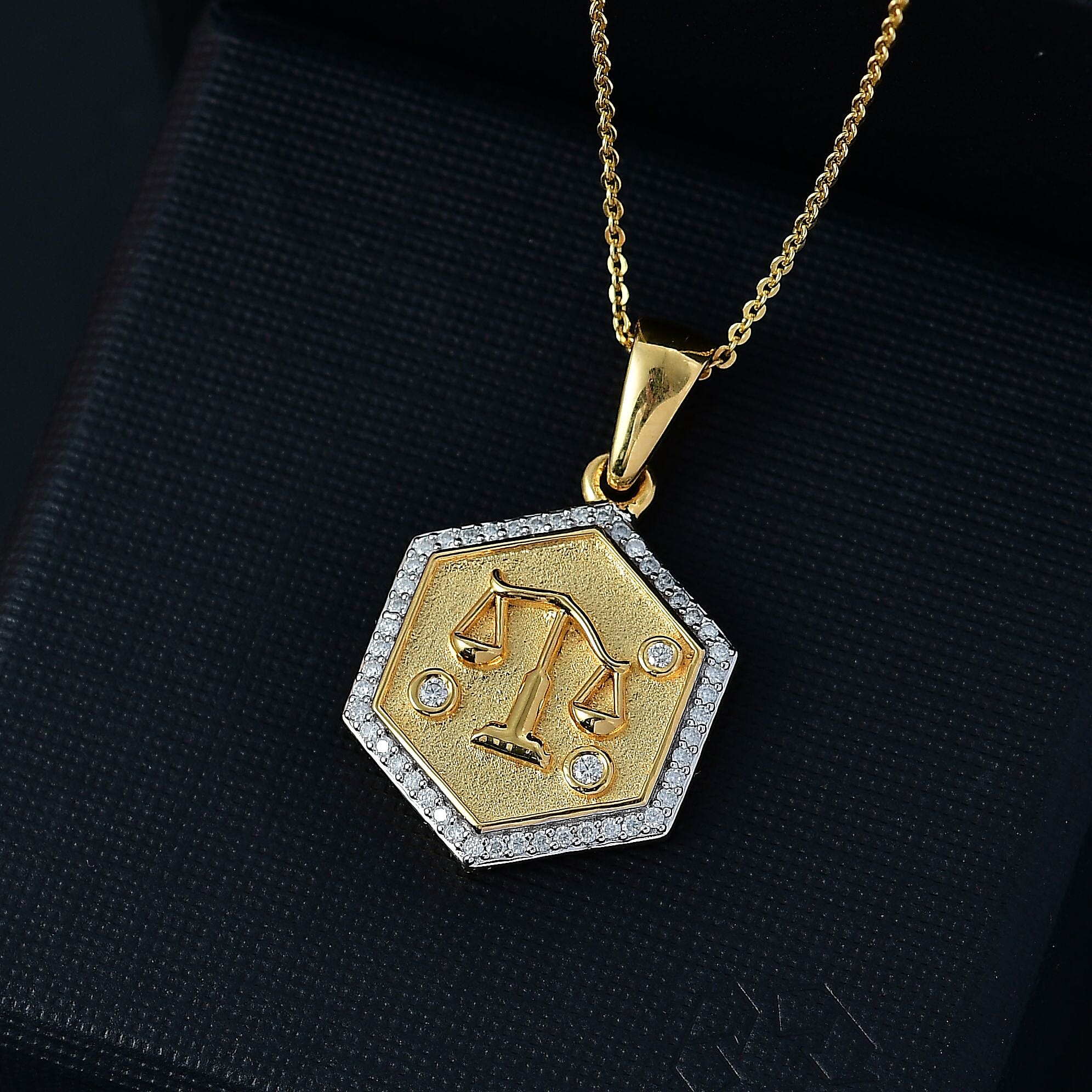 Brazilian Emerald and Moissanite 0.40 ctw Medallion Pendant Necklace in Vermeil Yellow Gold Over Sterling Silver 20 Inches