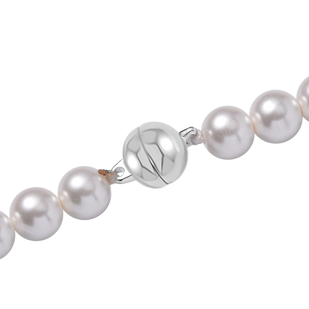 Pink Enameled Pendant with White Shell Pearl Necklace 20 Inches in Silvertone 210.00 ctw image number 4