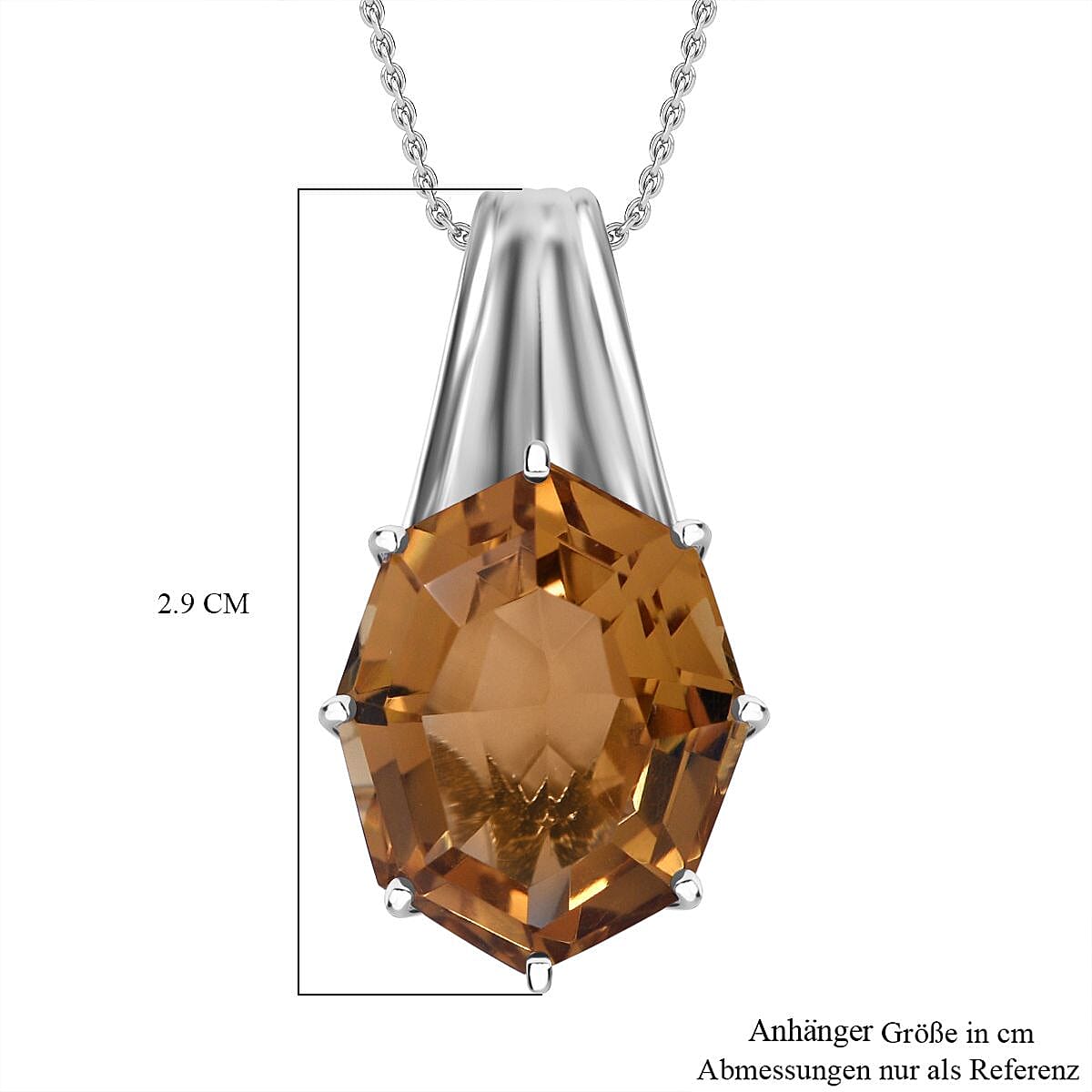 Citrine Pendant 10.41 ctw Necklace in Rhodium Over Sterling Silver 18 Inches