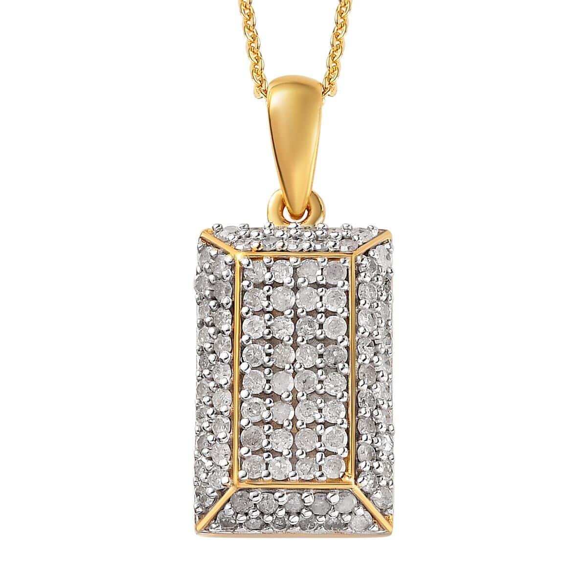 Diamond Cluster Pendant Necklace (20 Inches) in Vermeil YG Over Sterling Silver 1.00 ctw image number 0