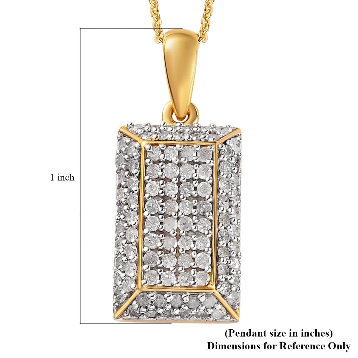 Diamond Cluster Pendant Necklace (20 Inches) in Vermeil YG Over Sterling Silver 1.00 ctw image number 5