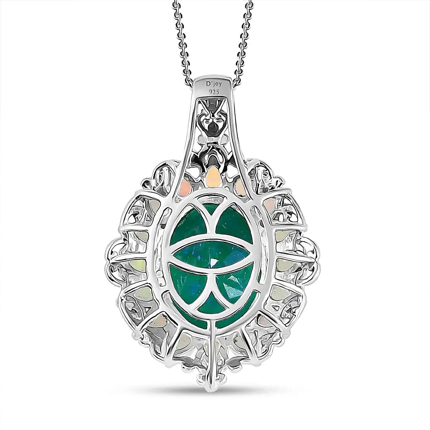 Peacock Quartz (Triplet) and Ethiopian Welo Opal 11.90 ctw Halo Pendant Necklace in Vermeil YG and Platinum Over Sterling Silver 20 Inches