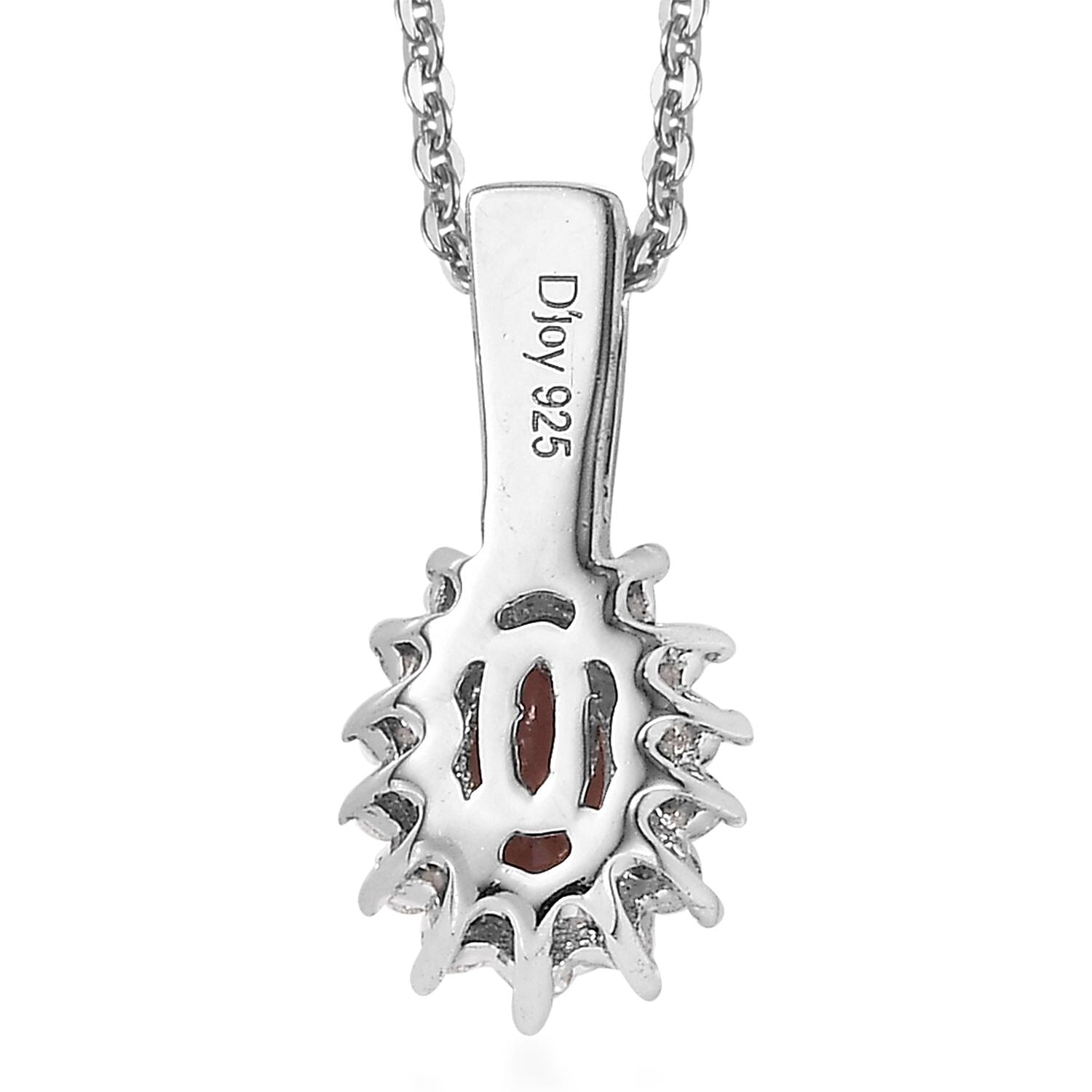 Blush Apatite and Moissanite Sunburst Pendant Necklace 20 Inches in Platinum Over Sterling Silver 0.65 ctw