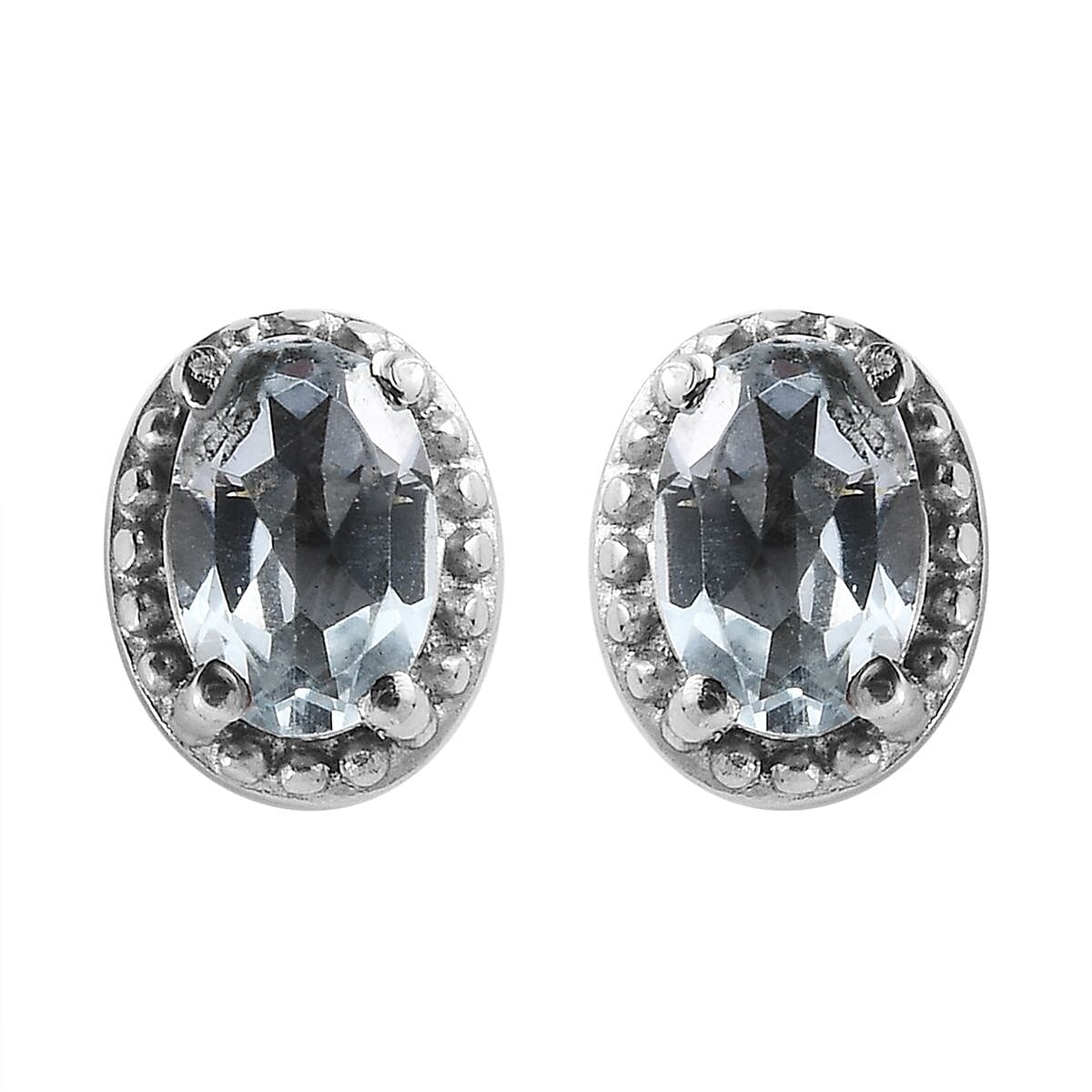 Sky Blue Topaz Jewelry Set of Bangle Bracelet, 3 Stone Ring, Pendant and Stud Earrings, Stainless Steel Jewelry Set, Gifts For Her 8.25 ctw image number 4