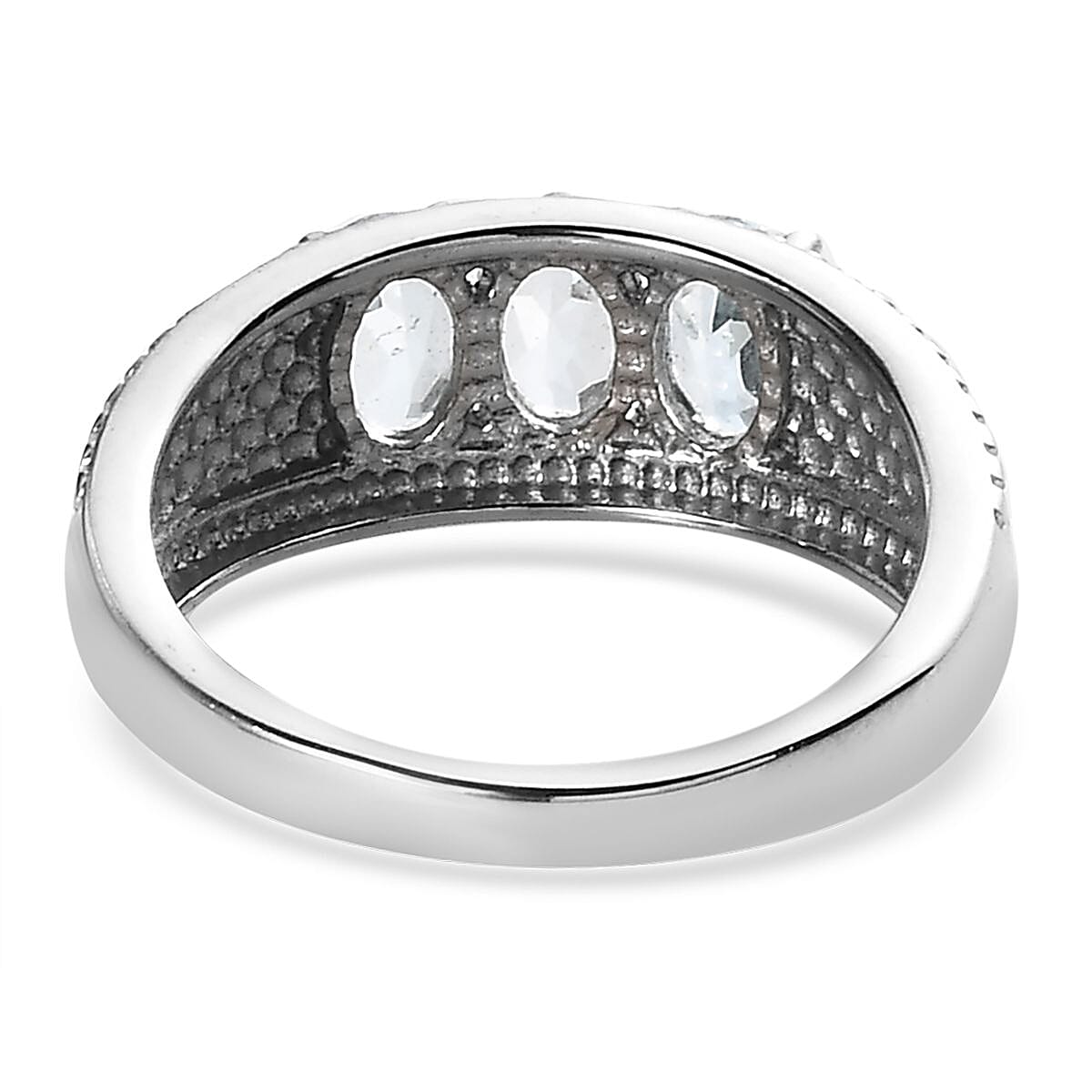 Sky Blue Topaz Jewelry Set of Bangle Bracelet, 3 Stone Ring, Pendant and Stud Earrings, Stainless Steel Jewelry Set, Gifts For Her 8.25 ctw image number 12