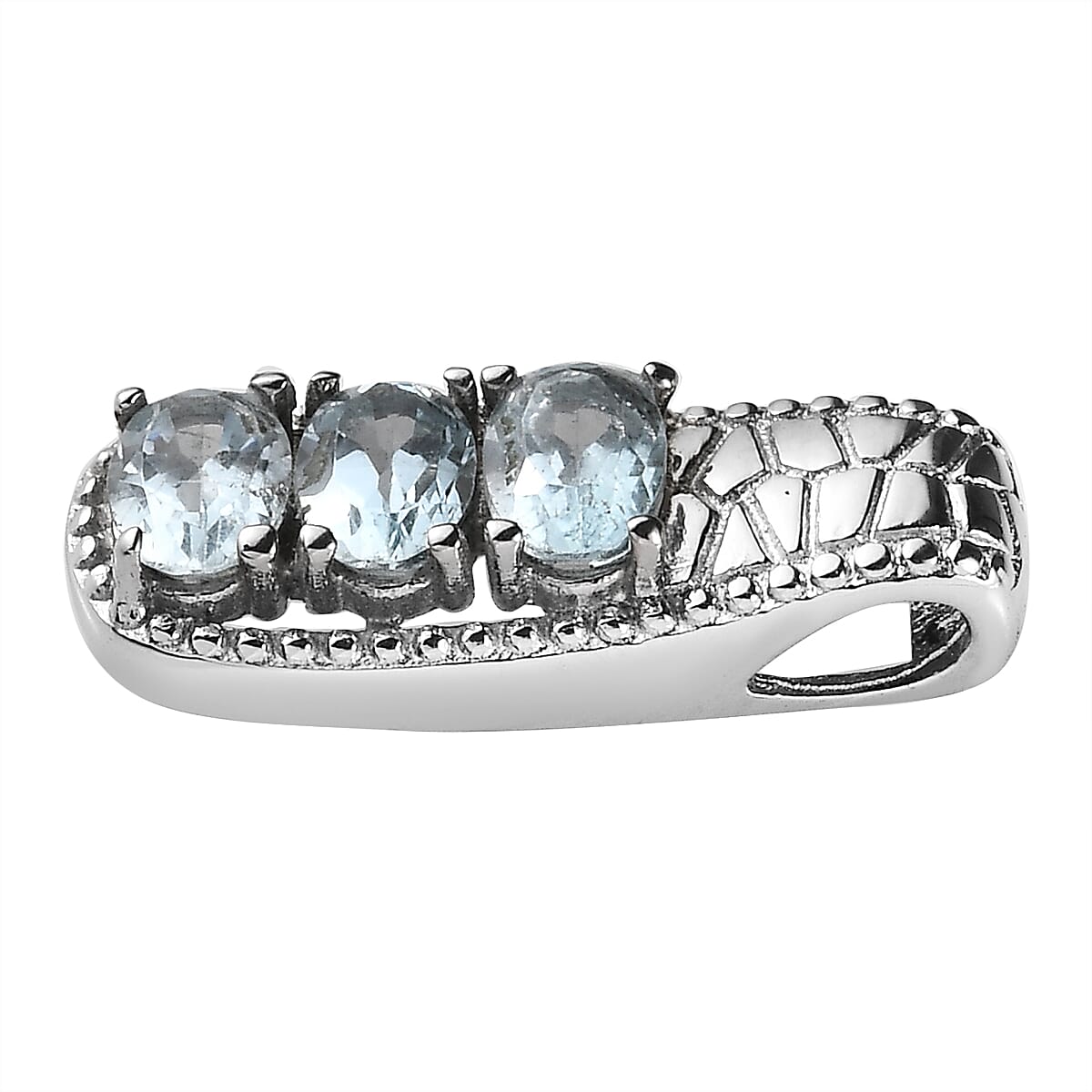 Sky Blue Topaz Bangle Bracelet (7.25In), 3 Stone Ring (Size 11.00), Pendant and Stud Earrings in Stainless Steel 8.25 ctw image number 2