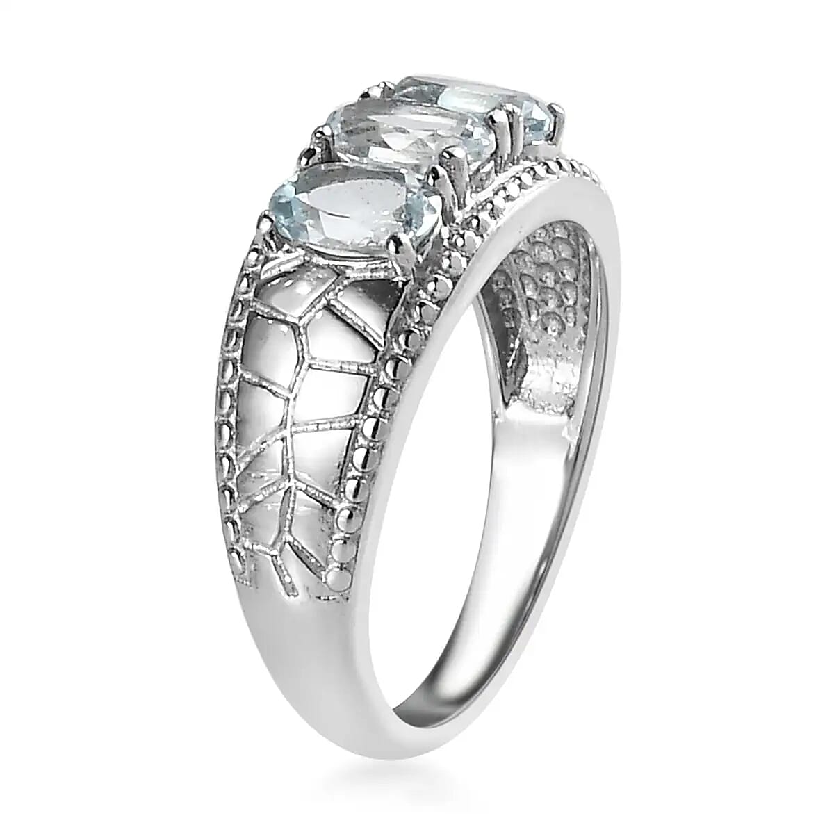 Sky Blue Topaz Bangle Bracelet (7.25In), 3 Stone Ring (Size 11.00), Pendant and Stud Earrings in Stainless Steel 8.25 ctw image number 9