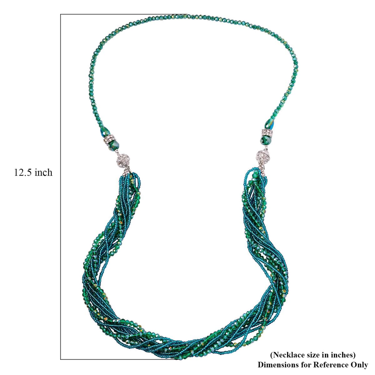 Green Magic Color Glass, Austrian Crystal Set of 2 Necklace and Earrings in Silvertone 16 & 18 Inches image number 8