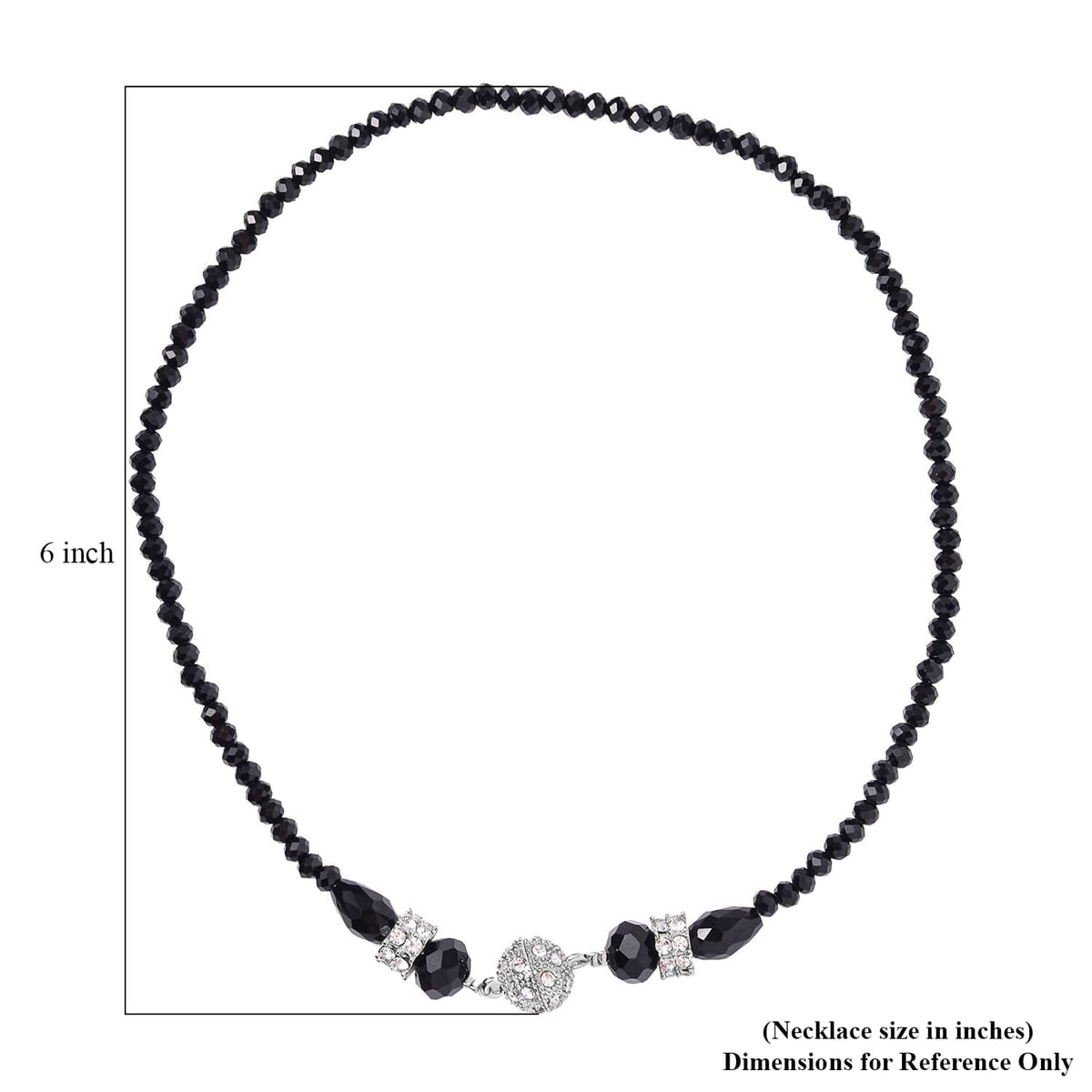 Black Glass and Austrian Crystal 2pcs Multi Wear Necklace 16 & 18 Inches and Earrings in Silvertone image number 7