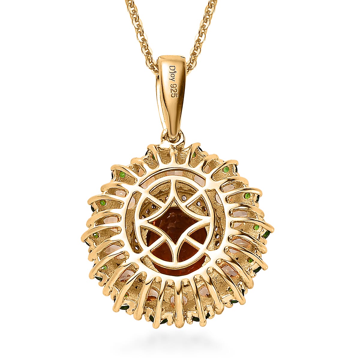 Premium Santa Ana Madeira Citrine and Multi Gemstone Floral Pendant Necklace 20 Inches in Vermeil Yellow Gold Over Sterling Silver 6.00 ctw