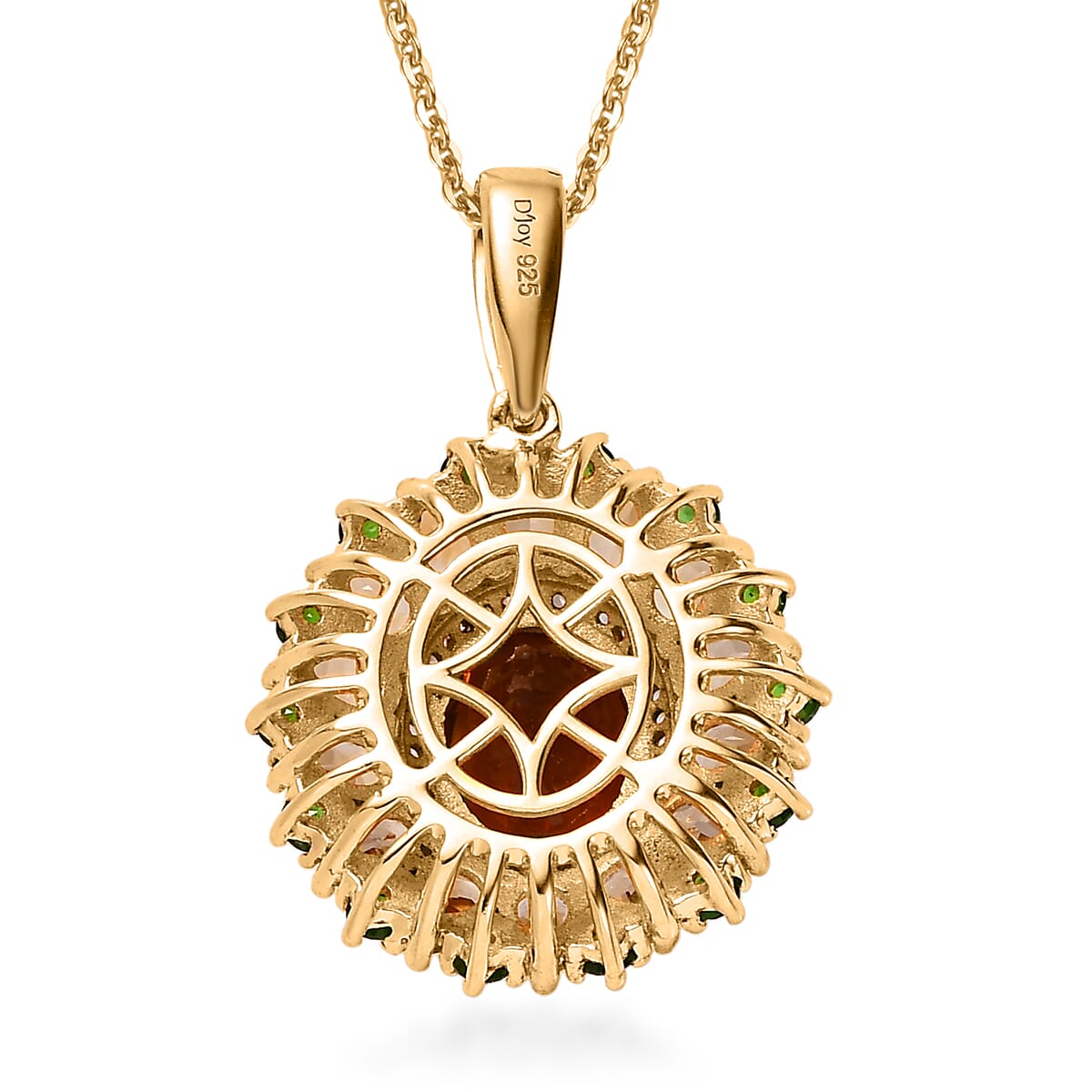 Premium Santa Ana Madeira Citrine and Multi Gemstone Floral Pendant Necklace 20 Inches in Vermeil Yellow Gold Over Sterling Silver 6.00 ctw image number 4