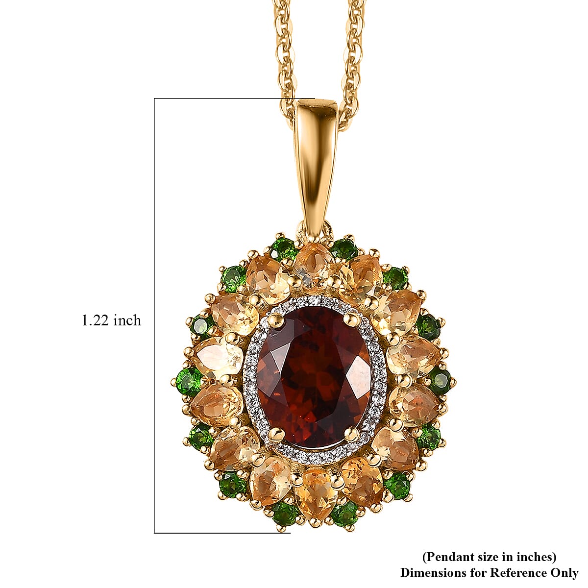 Premium Santa Ana Madeira Citrine and Multi Gemstone Floral Pendant Necklace 20 Inches in Vermeil Yellow Gold Over Sterling Silver 6.00 ctw