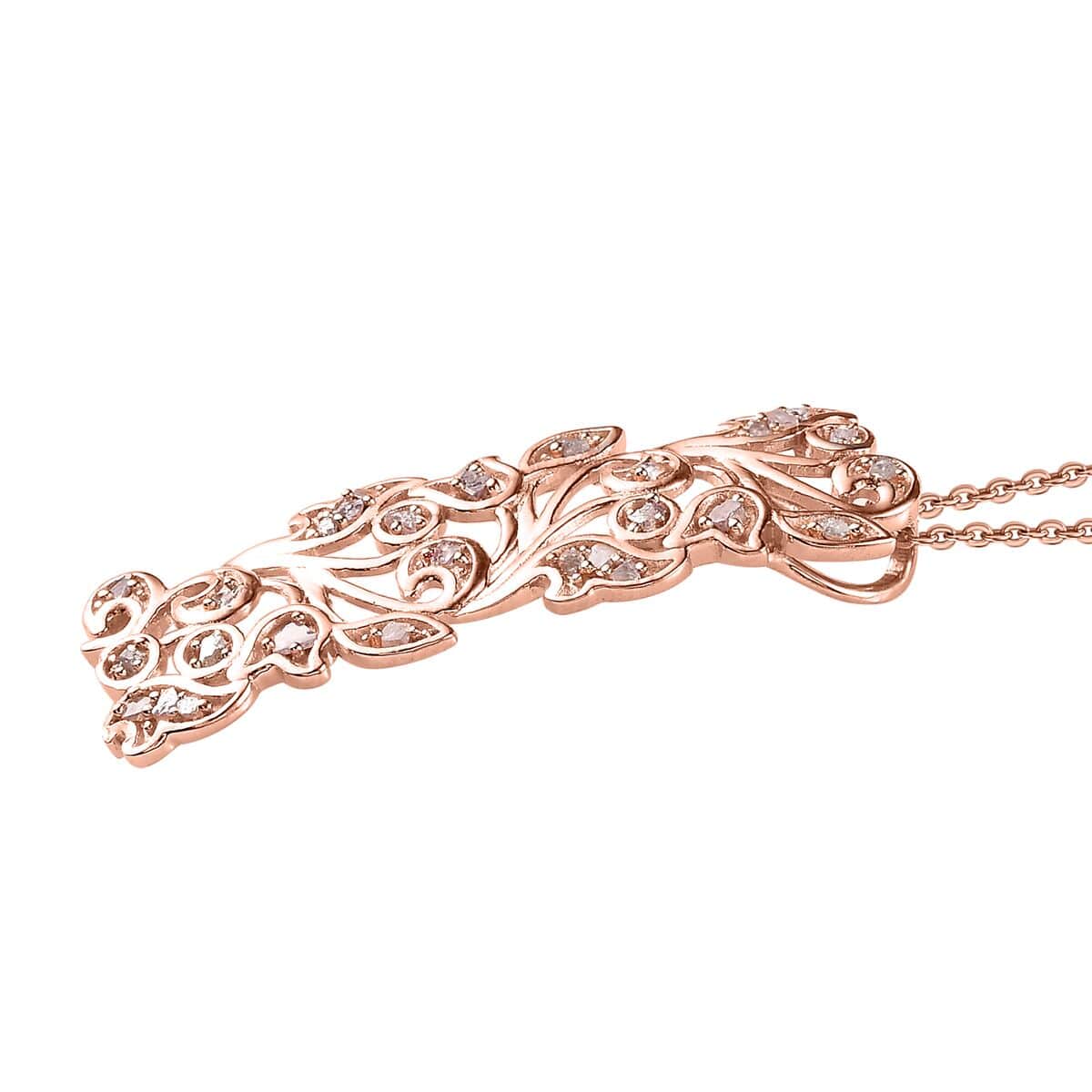 Natural Pink Diamond Pendant Necklace 20 Inches in Vermeil Rose Gold Over Sterling Silver 0.25 ctw image number 3