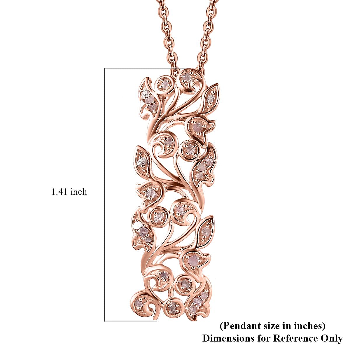 Uncut Natural Pink Diamond 0.25 ctw Pendant Necklace in Vermeil Rose Gold Over Sterling Silver 20 Inches